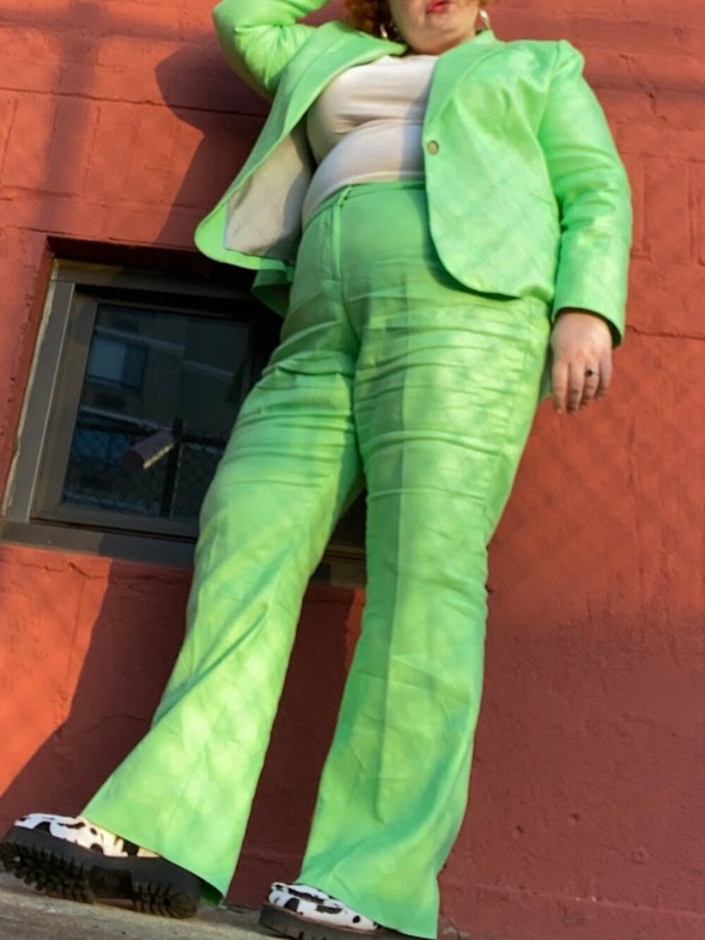 J Crew Summer Lime Neon Green Willa Flare pant in Stretch Linen sz 20 Plus